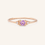 Dew Drops Amethyst Diamond Ring