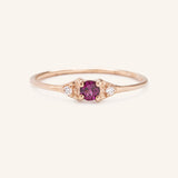 Dew Drops Rhodolite Garnet Diamond Ring
