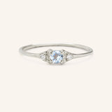 Dew Drops Aquamarine Diamond Ring