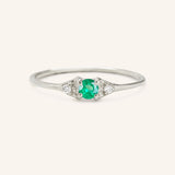 Dew Drops Emerald Diamond Ring