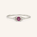 Dew Drops Rhodolite Garnet Diamond Ring