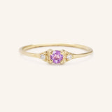 Dew Drops Amethyst Diamond Ring