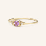 Dew Drops Amethyst Diamond Ring