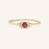 Dew Drops Rhodolite Garnet Diamond Ring