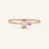 Rose Water Diamond Baguette Amethyst Ring