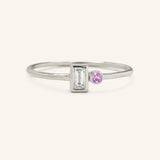 Rose Water Diamond Baguette Amethyst Ring