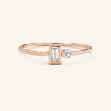 Rose Water Diamond Baguette Aquamarine Ring