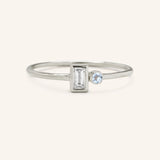 Rose Water Diamond Baguette Aquamarine Ring