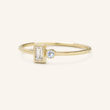 Rose Water Diamond Baguette Aquamarine Ring