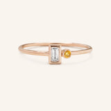 Rose Water Diamond Baguette Citrine Ring