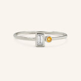 Rose Water Diamond Baguette Citrine Ring