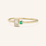 Rose Water Diamond Baguette Emerald Ring
