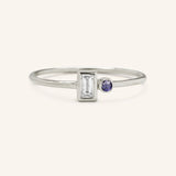 Rose Water Diamond Baguette Iolite Ring