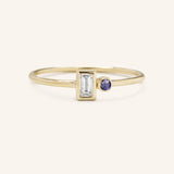 Rose Water Diamond Baguette Iolite Ring