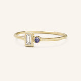 Rose Water Diamond Baguette Iolite Ring