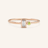 Rose Water Diamond Baguette Peridot Ring