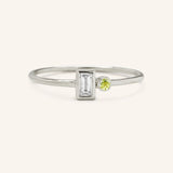Rose Water Diamond Baguette Peridot Ring