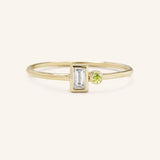 Rose Water Diamond Baguette Peridot Ring