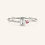 Rose Water Diamond Baguette Pink Tourmaline Ring