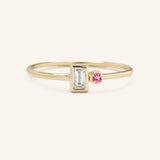 Rose Water Diamond Baguette Pink Tourmaline Ring