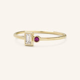 Rose Water Diamond Baguette Ruby Ring