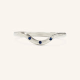 Sea Salt Three Blue Sapphire Curved Ring