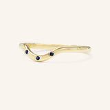 Sea Salt Three Blue Sapphire Curved Ring