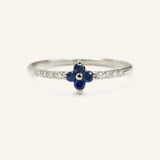 Lucky Clover Blue Sapphire Diamond Ring