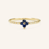 Lucky Clover Blue Sapphire Diamond Ring