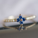 Lucky Clover Blue Sapphire Diamond Ring