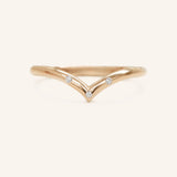 Drop V Three Diamond Solid Gold Ring