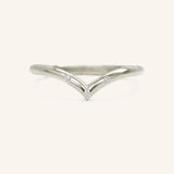 Drop V Three Diamond Solid Gold Ring