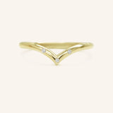 Drop V Three Diamond Solid Gold Ring