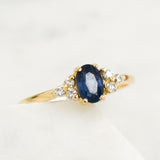 Blooms in Spring Oval Blue Sapphire Diamond Engagement Ring
