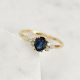 Blooms in Spring Oval Blue Sapphire Diamond Engagement Ring