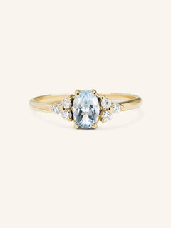 Blooms in Spring Oval Aquamarine Diamond Engagement Ring