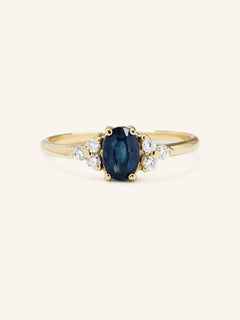 Blooms in Spring Oval Blue Sapphire Diamond Engagement Ring
