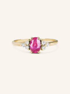 Blooms in Spring Oval Ruby Diamond Engagement Ring