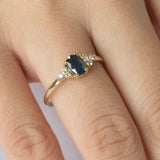 Blooms in Spring Oval Blue Sapphire Diamond Engagement Ring
