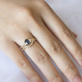 Blooms in Spring Oval Blue Sapphire Diamond Engagement Ring