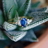 Blooms in Spring Oval Blue Sapphire Diamond Engagement Ring