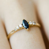 Night Sky Blue Sapphire Diamond Engagement Ring