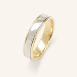 Coupled Wrought Two Tone Flat Wedding Band