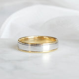 Coupled Wrought Two Tone Flat Wedding Band
