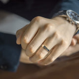 Coupled Wrought Two Tone Flat Wedding Band
