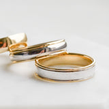Coupled Wrought Two Tone Flat Wedding Band