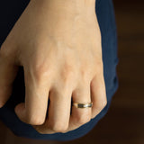 Coupled Wrought Two Tone Half Round Wedding Band