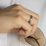 Coupled Wrought Two Tone Half Round Wedding Band