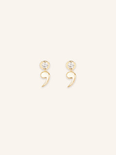 Semicolon White Sapphire Stud Earrings