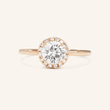 Bridal Rose Round Moissanite Halo Engagement Ring